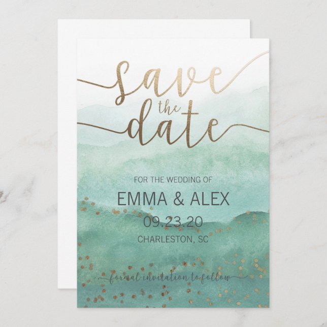Convite de Save the Date aquarela (Frente/Verso)