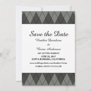 Convite de Save the Date Argyle Cinza