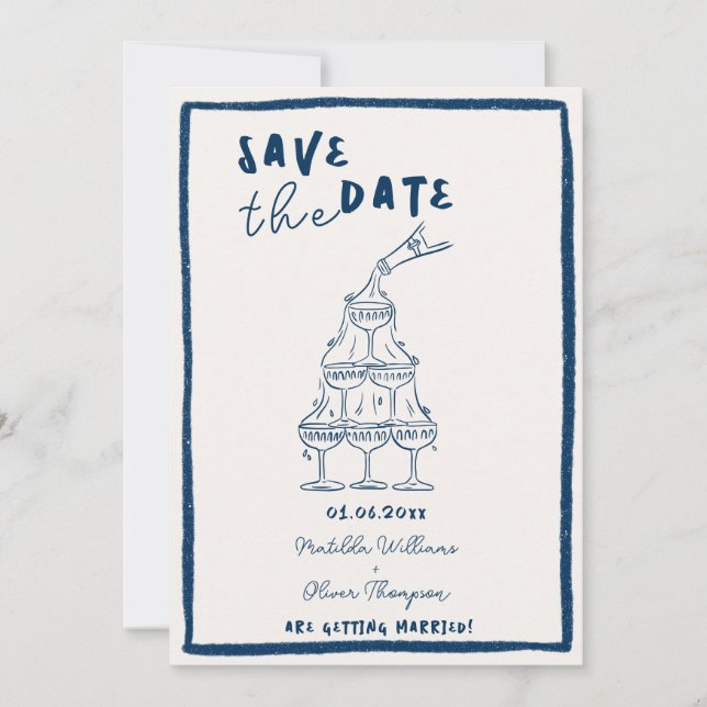 Convite de Save The Date Azul Naval Caprichoso (Frente)