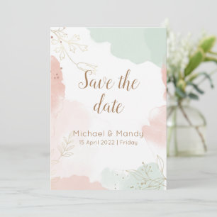 Convite de Save the Date botânico em aquarela