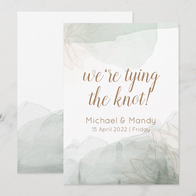 Convite de Save the Date botânico em aquarela (Frente/Verso)