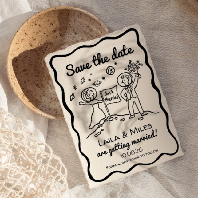 Convite de Save The Date caprichoso e cósmico (Cosmic space whimsical save the date invitation)