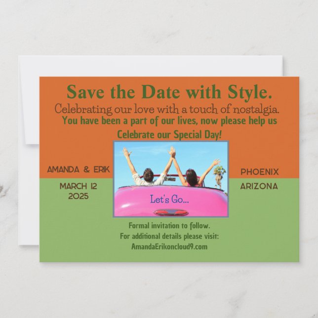 Convite de Save the Date Casual e Único com Foto (Frente)