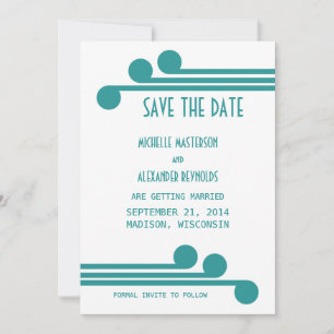 Convite de Save the Date Chic Deco Simples Turques