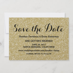 Convite de Save the Date com Brilho Dourado
