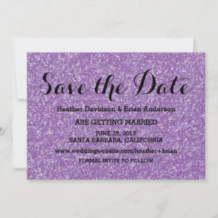 Convite de Save the Date com Brilho Roxo