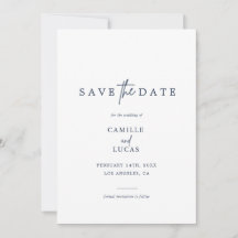Convite de Save the Date com Foto Azul Marinho