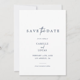 Convite de Save the Date com Foto Azul Marinho