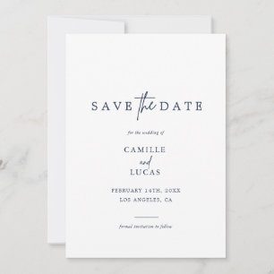 Convite de Save the Date com Foto Azul Marinho