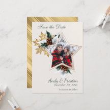 Convite de Save the Date com Foto de Inverno Elega