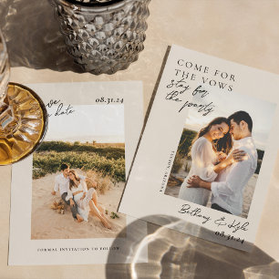 Convite de Save The Date com Foto e Tom Neutro e D