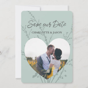 Convite de Save the Date com Moldura de Coração em