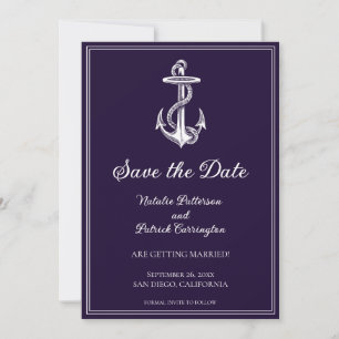 Convite de Save the Date de Âncora Náutica Roxa