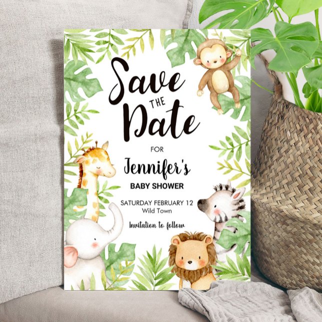 Convite de Save the Date de Animais da Selva (Criador carregado)