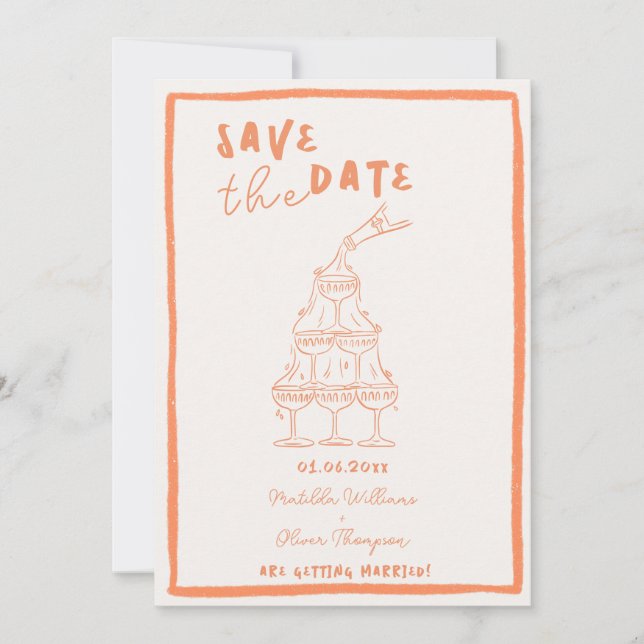 Convite de Save The Date de Apricot Caprichoso (Frente)