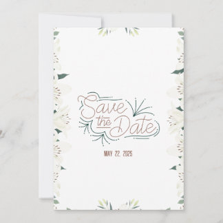 Convite de Save the Date de Aquarela Lírio Branco