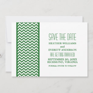 Convite de Save the Date de Borda de Chevron Verde