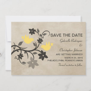 Convite de Save the Date de Casal Floral Amarelo