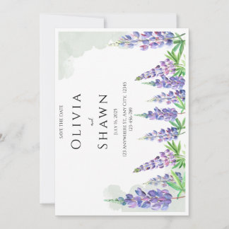 Convite de Save the Date de Casamento com Lupino d