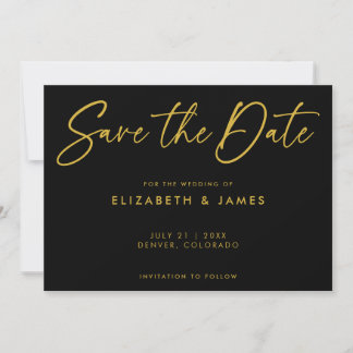 Convite de Save The Date de casamento preto modern