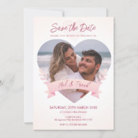 Convite de Save the Date de Coração de Amor com Fo