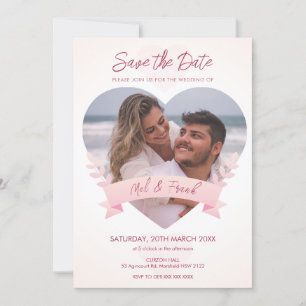 Convite de Save the Date de Coração de Amor com Fo