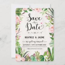 Convite de Save the Date de Fiesta Floral Rosa Cac