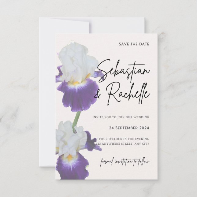 Convite de Save the Date de Flor de Roteiro Simple (Frente)