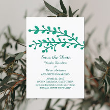 Convite de Save the Date de Folhagem Simples Verde