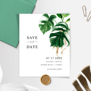 Convite de SAVE THE DATE de Folhas Tropicais Orçam