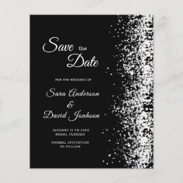 Convite de Save the Date de Glitter Preto Orçament