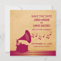 Convite de Save the Date de Gramofone Vintage Fuch