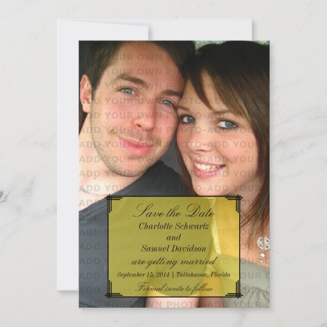Convite de Save the Date de Moldura Art Déco Amare (Frente)