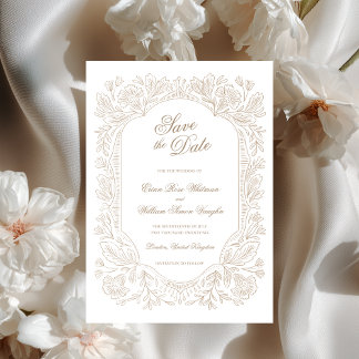 Convite de Save The Date de Moldura Floral Vintage