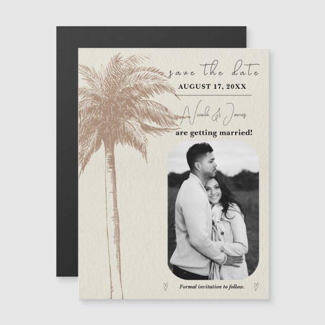 Convite de Save The Date de Praia de Palmeira Marr (Frente/Verso)