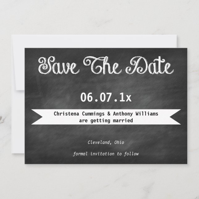 Convite de Save The Date de Quadro de Giz (Frente)