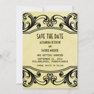 Convite de Save the Date de redemoinhos vintage am