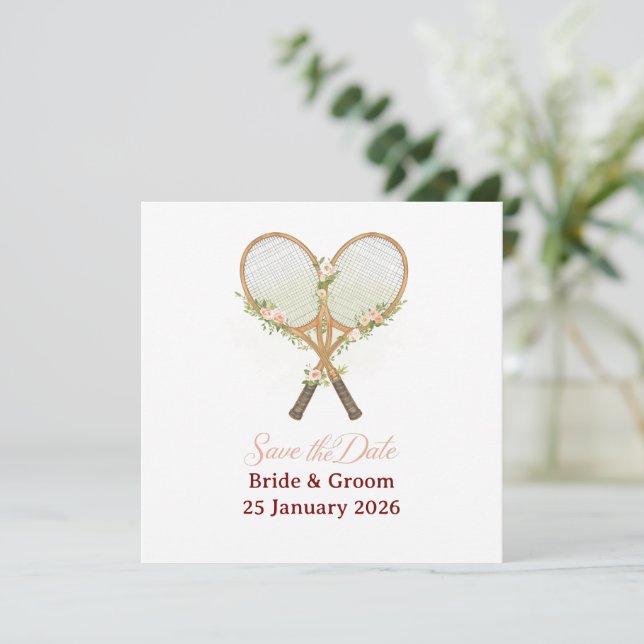 Convite de Save the date de Tênis para Casamento (Em pé/Frente)