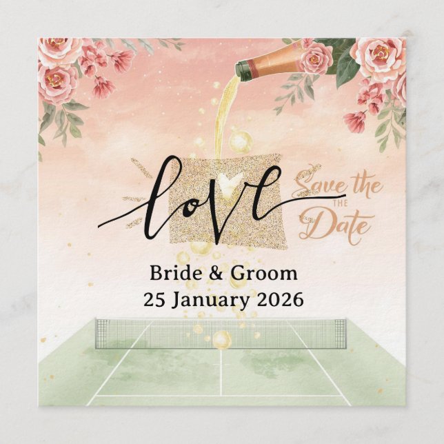 Convite de Save the Date de Ténis para Casamento  (Frente)