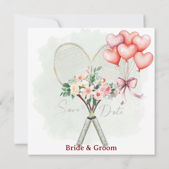 Convite de Save the Date de Ténis para Casamento  (Frente)
