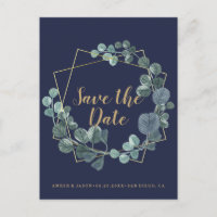 Convite de Save the Date de terrário botânico Navy