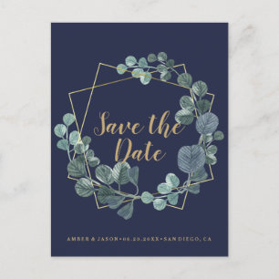 Convite de Save the Date de terrário botânico Navy