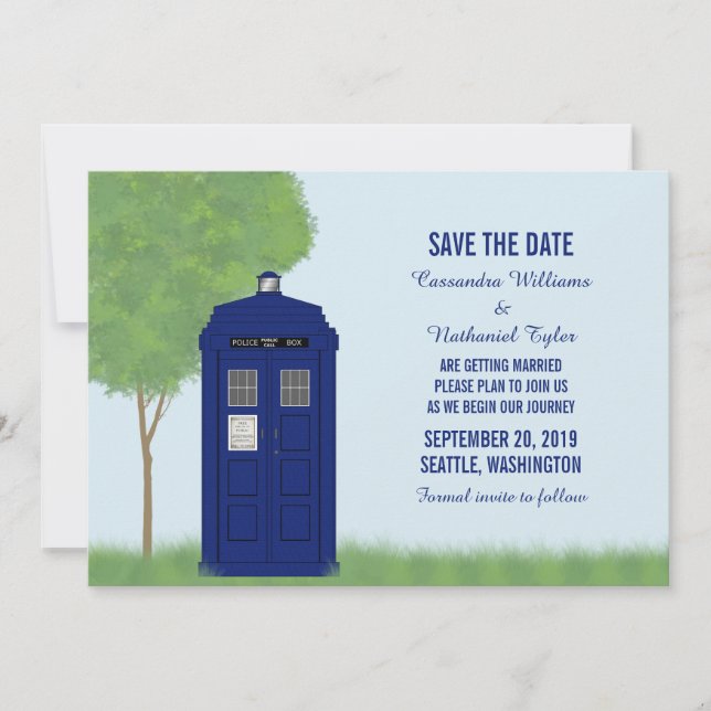 Convite de Save the Date do Police Box v4 (Frente)