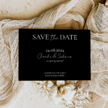 Convite de Save the Date Elegante em Preto Gótico