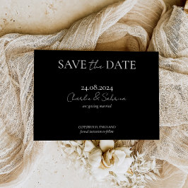 Convite de Save the Date Elegante em Preto Gótico