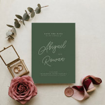Convite de Save the Date Elegante Verde Floresta