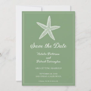 Convite de Save the Date Estrela-do-Mar Verde Musg