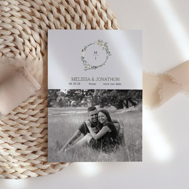 Convite de Save The Date Floral Aquarela Branco Ma (Criador carregado)