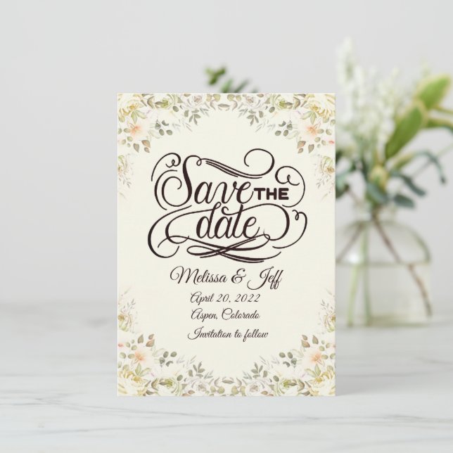 Convite de Save the Date Floral de Outono (Em pé/Frente)