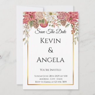 Convite de Save The Date Floral Elegante